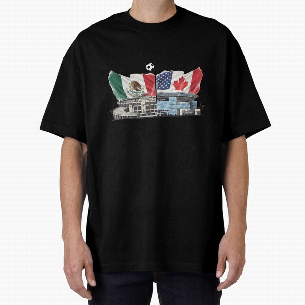 2026 World Cup Opening & Final ¨C Azteca Stadium Mexico & MetLife Stadium USA ¨C Football Design with Mexican, Canadian & US Flags Classic T-Shirt Join the Global Buzz around the FIFA World Cup 2026 Journey through Haaland Highlights, Brazil,