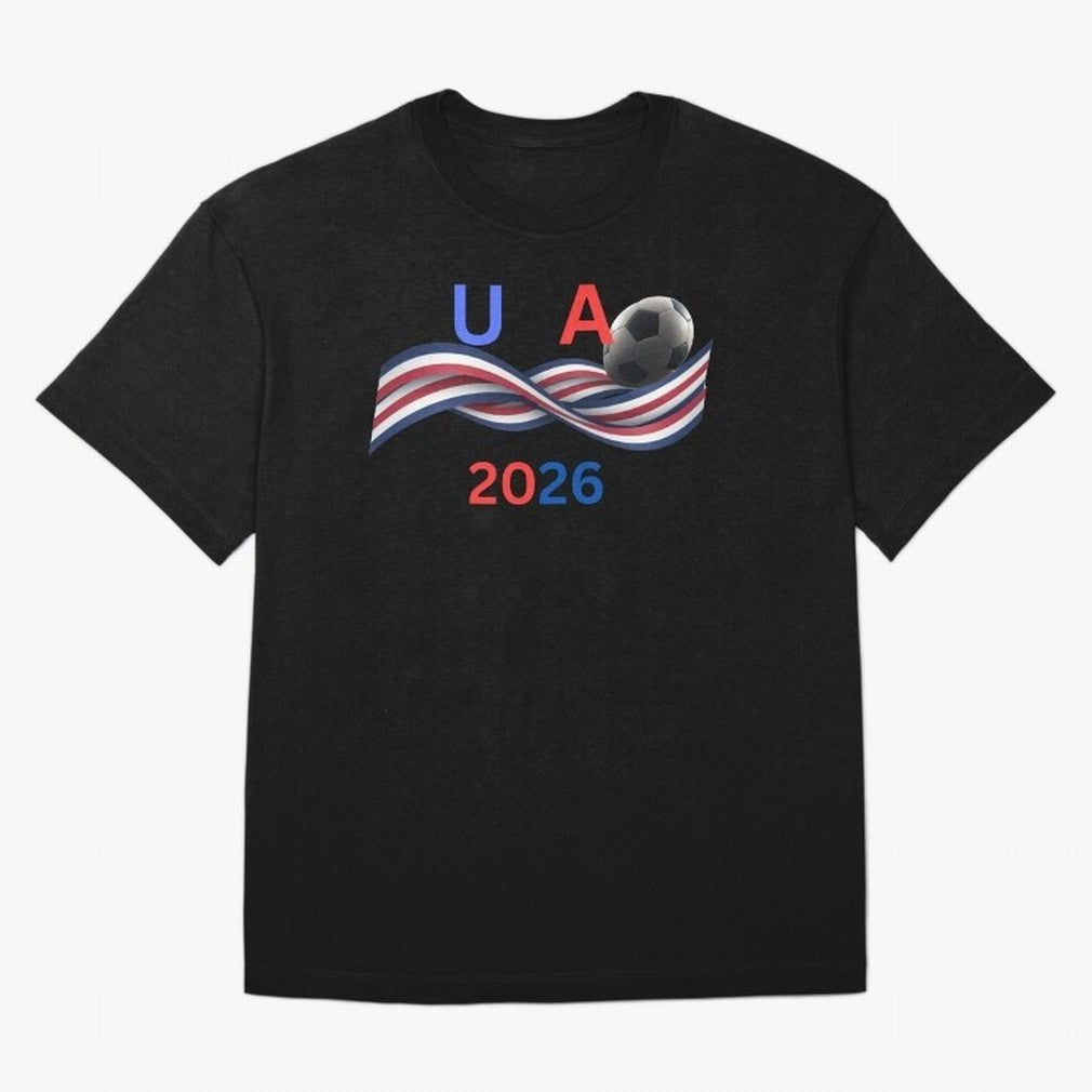USA 2026 Soccer Ball With Waving Flag - United States Football Team Support? Classic T-Shirt Celebrate Golden Goal Energy in Match Day Hype around FIFA World Cup 2026 USA Canada Mexico, Messi, England, France and Netherlands, Football History,