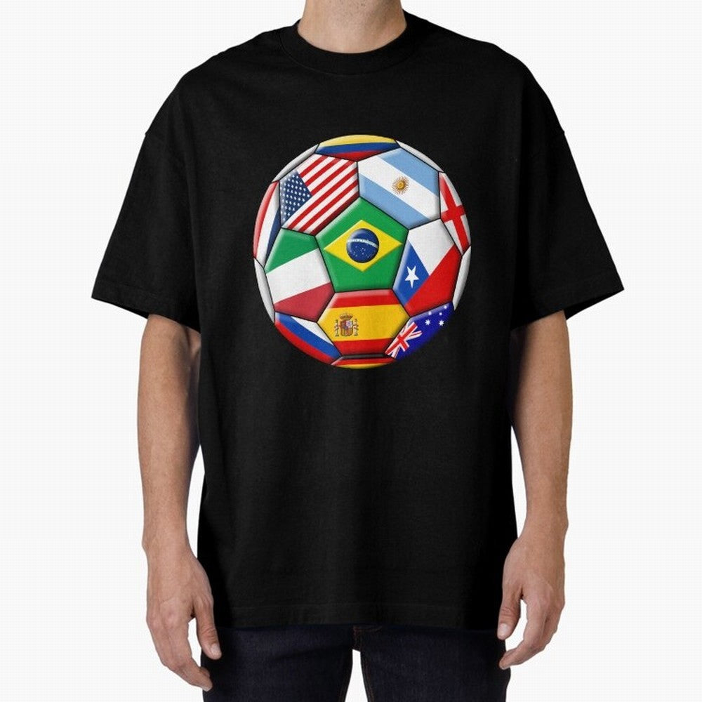 Soccer with various flags Classic T-Shirt Celebrate Soccer Greatness during Match Day Hype around FIFA World Cup 2026 USA Canada Mexico, Messi, CR7 and Mbappe, Germany, Football History, Final Match Energy, Crowd Noise and Once in a Lifetime