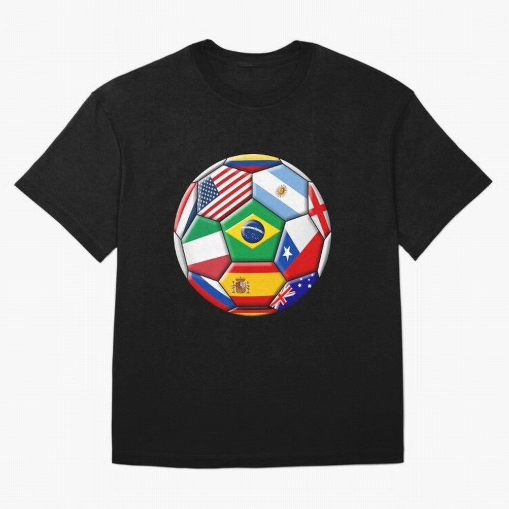 Soccer with various flags Classic T-Shirt Celebrate Soccer Greatness during Match Day Hype around FIFA World Cup 2026 USA Canada Mexico, Messi, CR7 and Mbappe, Germany, Football History, Final Match Energy, Crowd Noise and Once in a Lifetime