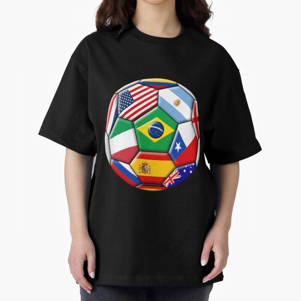 Soccer with various flags Classic T-Shirt Celebrate Soccer Greatness during Match Day Hype around FIFA World Cup 2026 USA Canada Mexico, Messi, CR7 and Mbappe, Germany, Football History, Final Match Energy, Crowd Noise and Once in a Lifetime