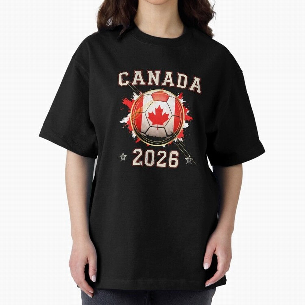 Front Print Canada Soccer World Cup 2026 - Canadian Fan Gift T-Shirt_84561562 Classic T-Shirt Stand with Global Football Passion for FIFA World Cup 2026, Built around Messi, CR7 and Mbappe, Brazil, Portugal and Argentina, Supporter Pride, Iconic