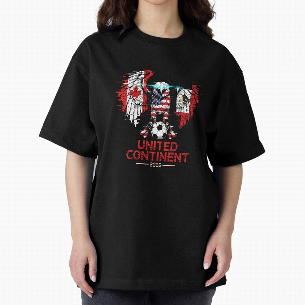 Glitched North America Eagle World Cup Soccer 2026 T-Shirt_83958408 Classic T-Shirt Bring Retro Soccer Energy to FIFA World Cup 2026 Spirit, Driven by Germany, Messi and Cristiano Ronaldo, Worldwide Fan Energy, Dramatic Goals, Stadium Lights and