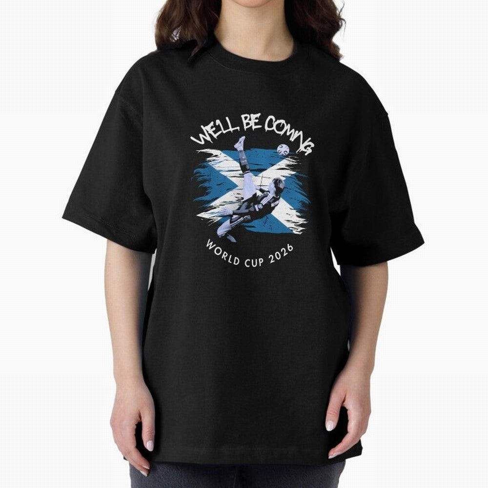 We'll be coming 2026 - Tartan Army Returns T-Shirt_83870751 Classic T-Shirt Represent Match Day Hype around FIFA World Cup 2026 Group Stage, Mbappe, Brazil, Portugal and Argentina, Goal Celebration Energy, Supporter Heritage, Football Icons and