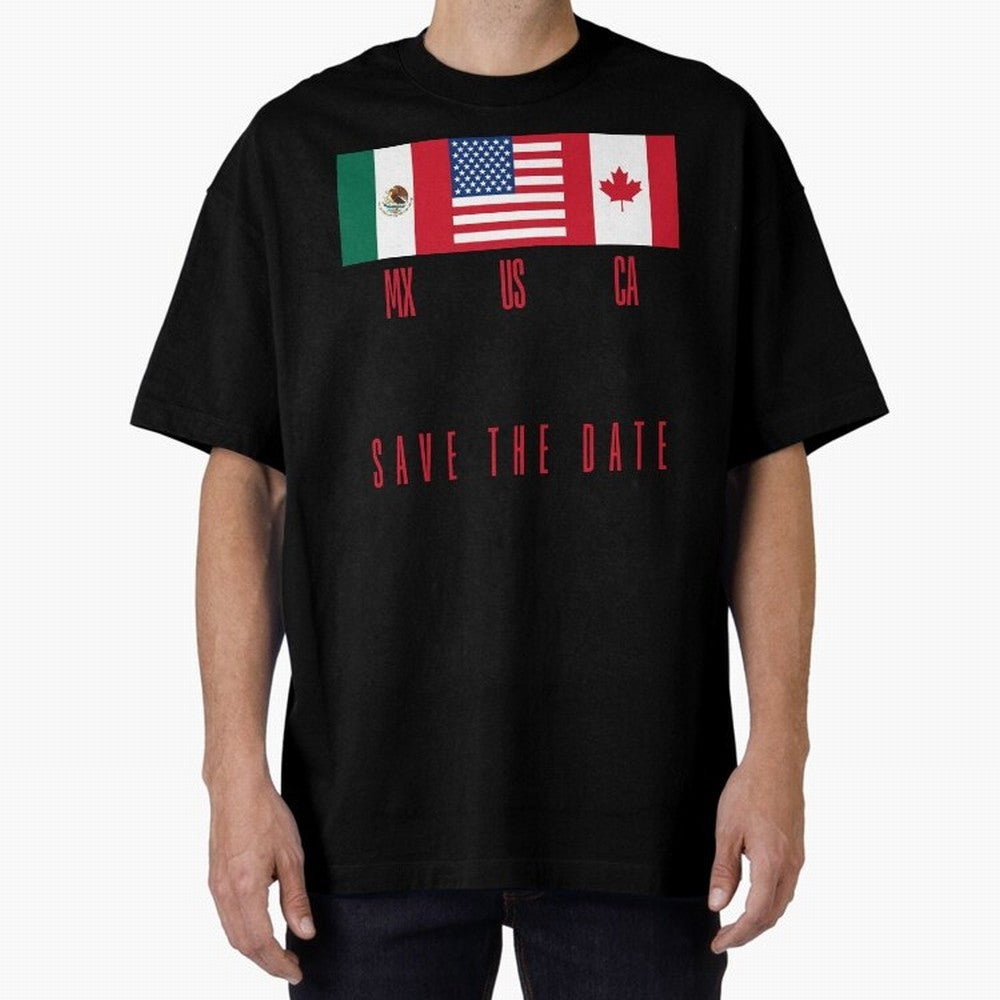 2026 World Cup Opening & Final ¨C Azteca Stadium Mexico & MetLife Stadium USA ¨C Football Design with Mexican, Canadian & US Flags Classic T-Shirt Carry the Colors and Pride of FIFA World Cup 2026 USA Canada Mexico for Fans of CR7 and England,