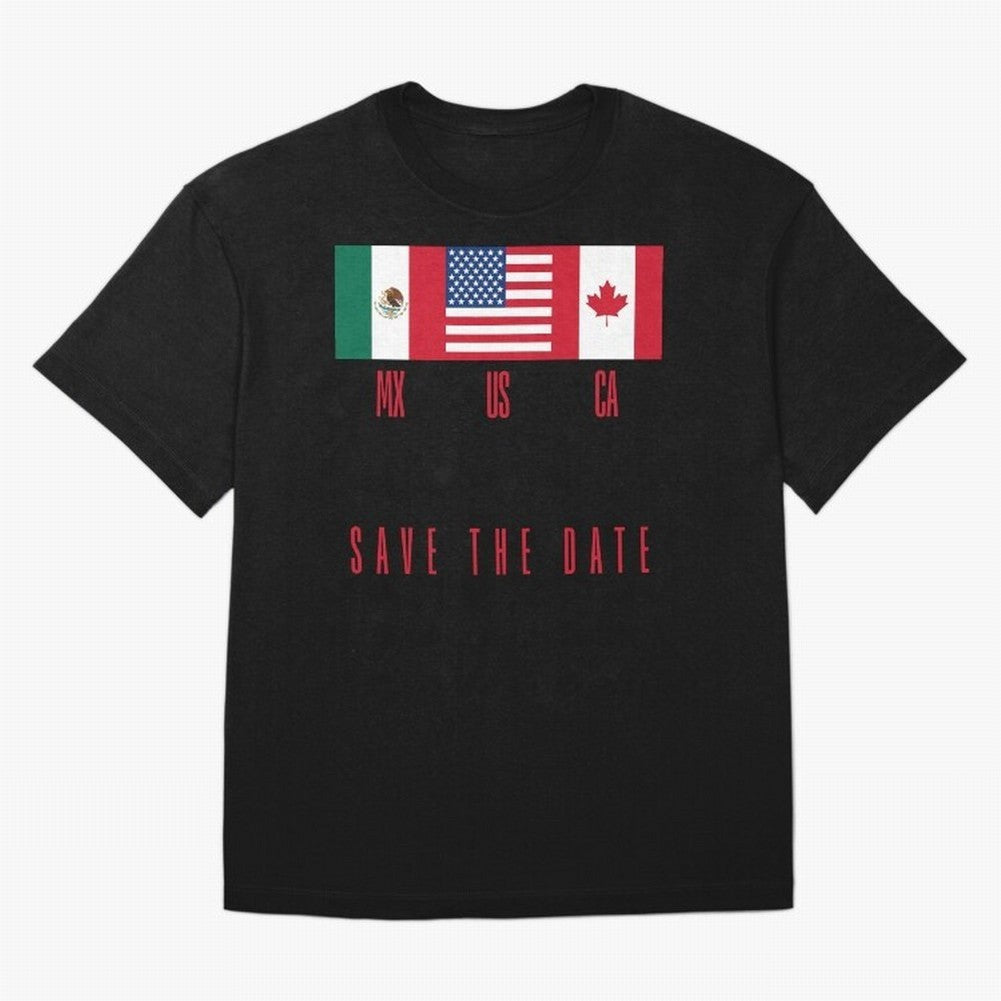 2026 World Cup Opening & Final ¨C Azteca Stadium Mexico & MetLife Stadium USA ¨C Football Design with Mexican, Canadian & US Flags Classic T-Shirt Carry the Colors and Pride of FIFA World Cup 2026 USA Canada Mexico for Fans of CR7 and England,