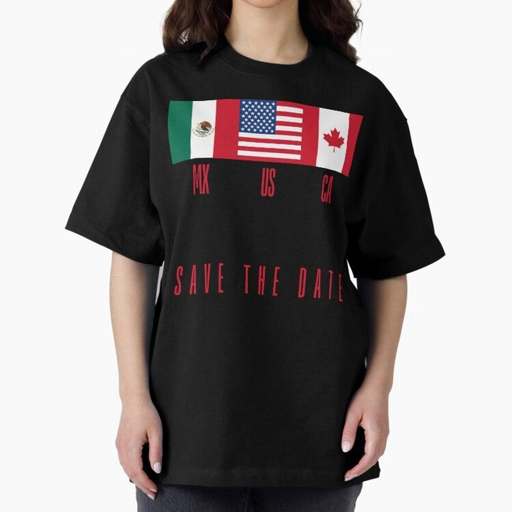 2026 World Cup Opening & Final ¨C Azteca Stadium Mexico & MetLife Stadium USA ¨C Football Design with Mexican, Canadian & US Flags Classic T-Shirt Carry the Colors and Pride of FIFA World Cup 2026 USA Canada Mexico for Fans of CR7 and England,