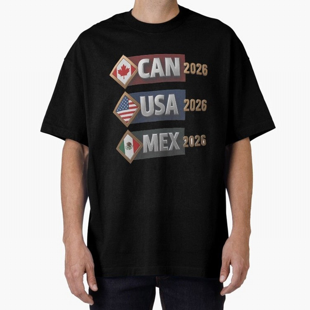 CAN USA MEx 2026 Flags, Canada USA Mexico Soccer Tournament Classic T-Shirt Show Your Tournament Heart for Match Day Hype around FIFA World Cup 2026, Mbappe and Neymar, Portugal, Spain and Germany, Tournament Hype, Historic Matchups, Family Viewing