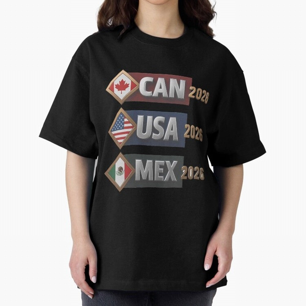 CAN USA MEx 2026 Flags, Canada USA Mexico Soccer Tournament Classic T-Shirt Show Your Tournament Heart for Match Day Hype around FIFA World Cup 2026, Mbappe and Neymar, Portugal, Spain and Germany, Tournament Hype, Historic Matchups, Family Viewing