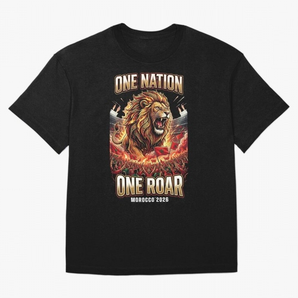 Morocco Football Fan - One Roar One Nation Classic T-Shirt Feel International Energy from FIFA World Cup 2026 USA Canada Mexico Inspired by Messi, Germany Energy, Soccer Culture, Superstar Moments, National Team Dreams and Competitive Fire; Great