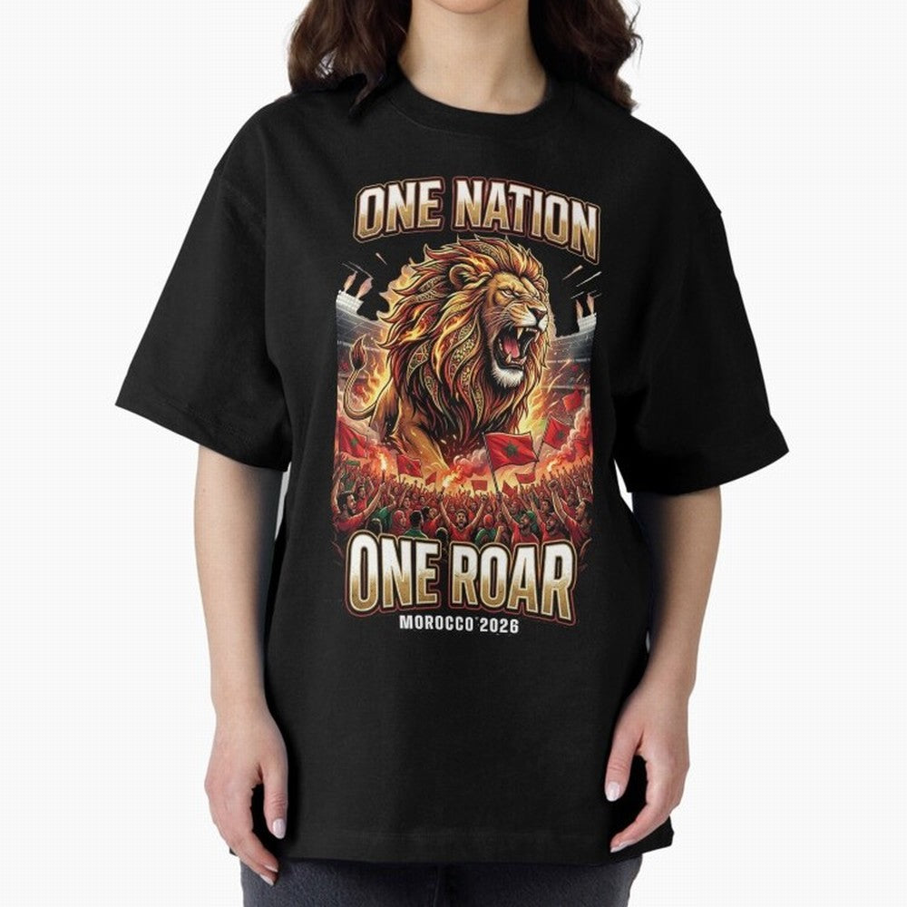 Morocco Football Fan - One Roar One Nation Classic T-Shirt Feel International Energy from FIFA World Cup 2026 USA Canada Mexico Inspired by Messi, Germany Energy, Soccer Culture, Superstar Moments, National Team Dreams and Competitive Fire; Great