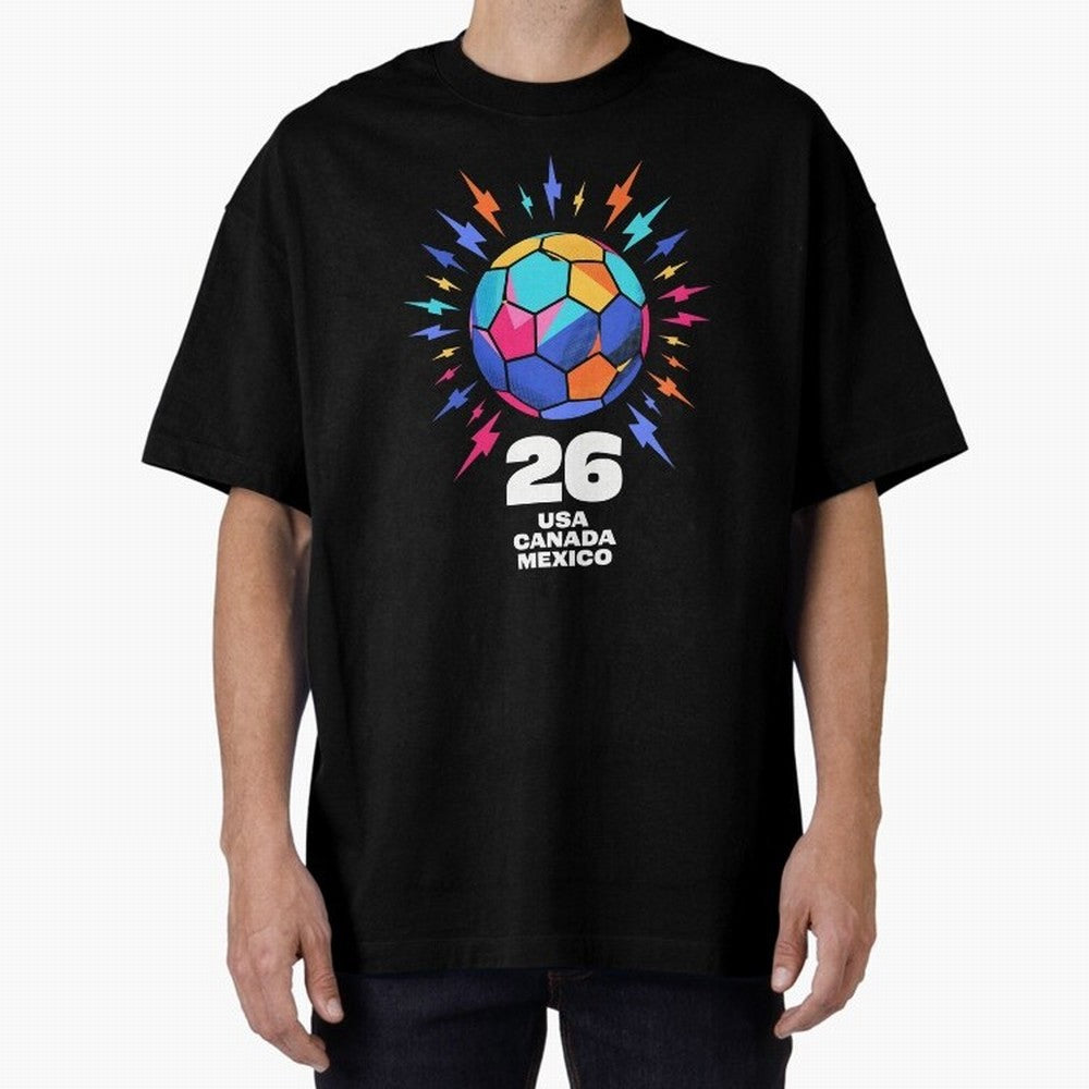 2026 Colorful Soccer Ball USA Canada Mexico 26 Classic T-Shirt Bring Match Day Fire to FIFA World Cup 2026 USA Canada Mexico Inspired by Mbappe and Neymar, England Energy, Retro Football Energy, Iconic Rivalries, Trophy Chase Drama and Stadium
