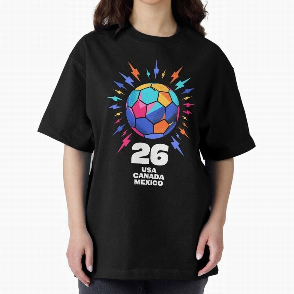 2026 Colorful Soccer Ball USA Canada Mexico 26 Classic T-Shirt Bring Match Day Fire to FIFA World Cup 2026 USA Canada Mexico Inspired by Mbappe and Neymar, England Energy, Retro Football Energy, Iconic Rivalries, Trophy Chase Drama and Stadium