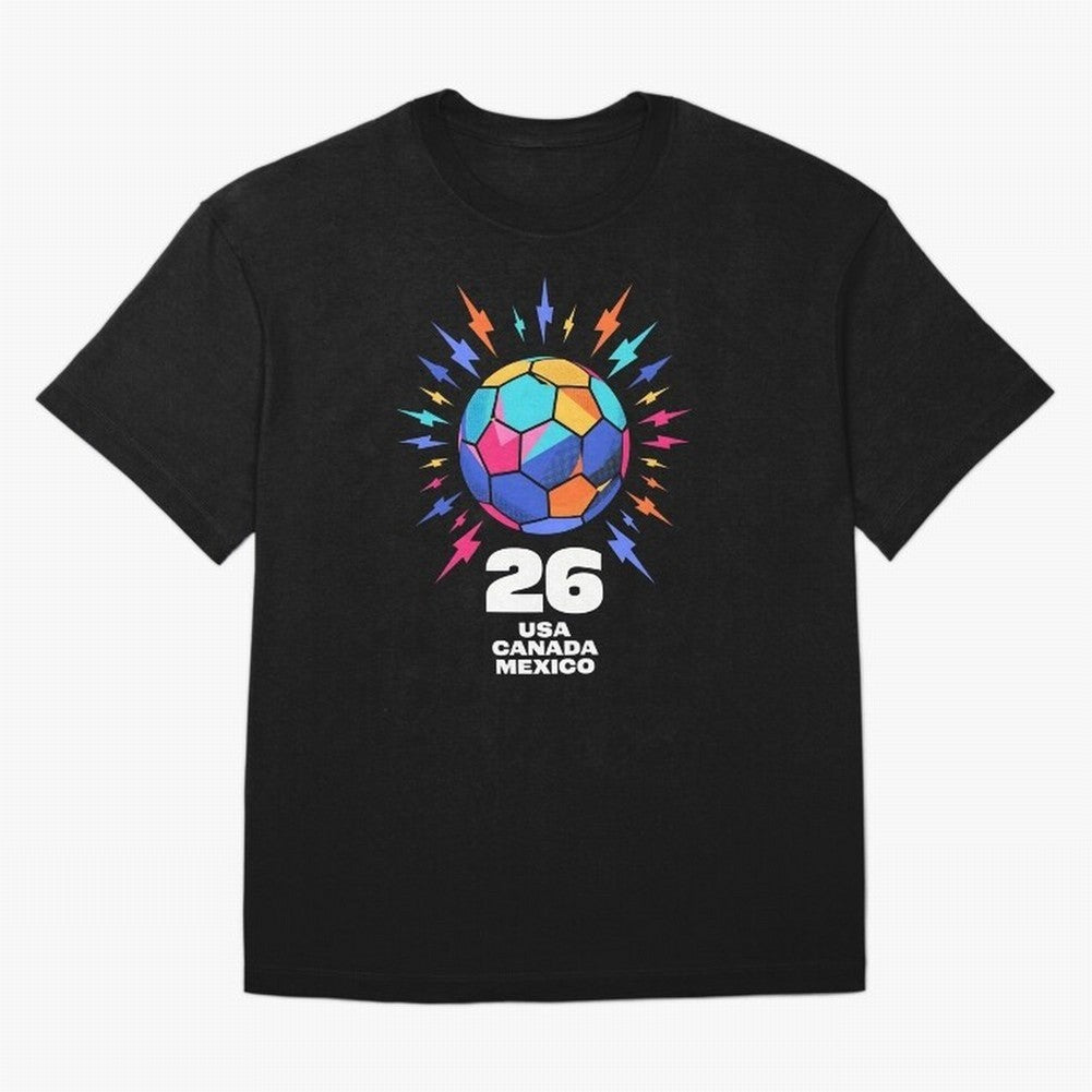 2026 Colorful Soccer Ball USA Canada Mexico 26 Classic T-Shirt Bring Match Day Fire to FIFA World Cup 2026 USA Canada Mexico Inspired by Mbappe and Neymar, England Energy, Retro Football Energy, Iconic Rivalries, Trophy Chase Drama and Stadium