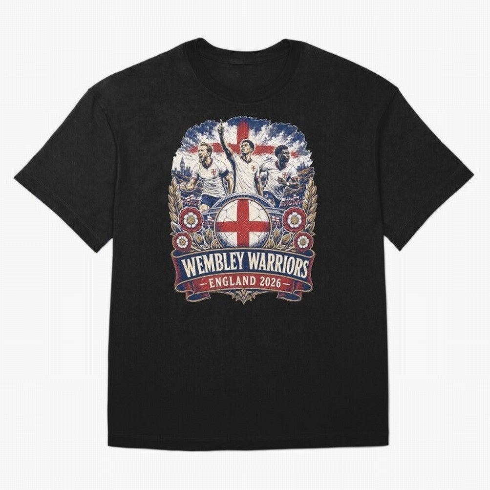 Wembley Warriors Classic T-Shirt Bring a Champion Mindset to the FIFA World Cup 2026 Journey through Messi and Cristiano Ronaldo Highlights, Argentina Pride, Vintage Soccer Flavor, Modern Football Stars, National Flags and Final Night Emotion;