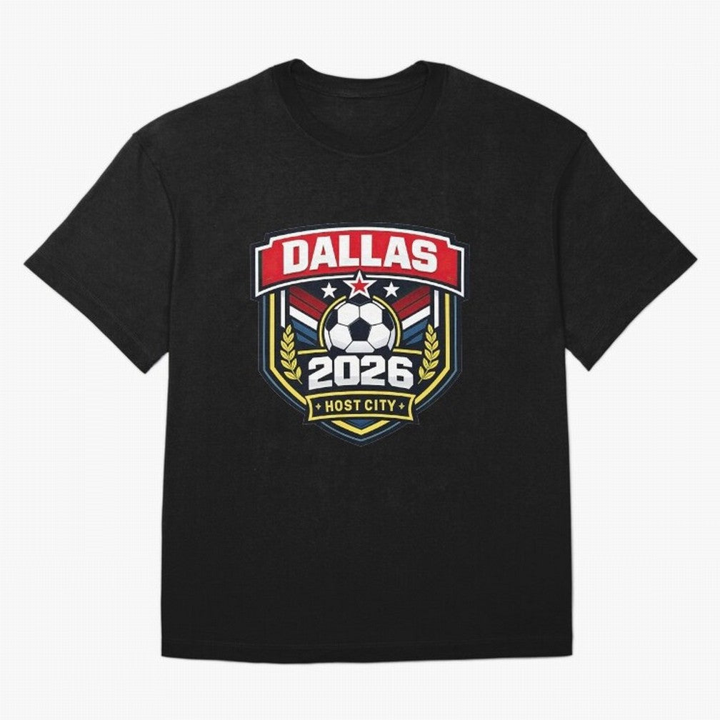 Dallas 2026 Host City Emblem with Laurel Classic T-Shirt Celebrate Rivalries and Pride in FIFA World Cup 2026 USA Canada Mexico Filled with Neymar, France and Portugal Energy, Supporter Pride, Iconic Celebrations, Legendary Names and Global Match