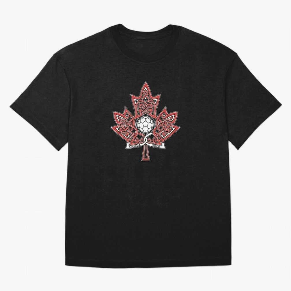 Interwoven Maple Leaf Canada Soccer 2026 T-Shirt_83135197 Classic T-Shirt Support Iconic Players in FIFA World Cup 2026 Filled with Haaland and Mbappe, Netherlands Energy, Goal Celebration Energy, Supporter Heritage, Football Icons and Worldwide
