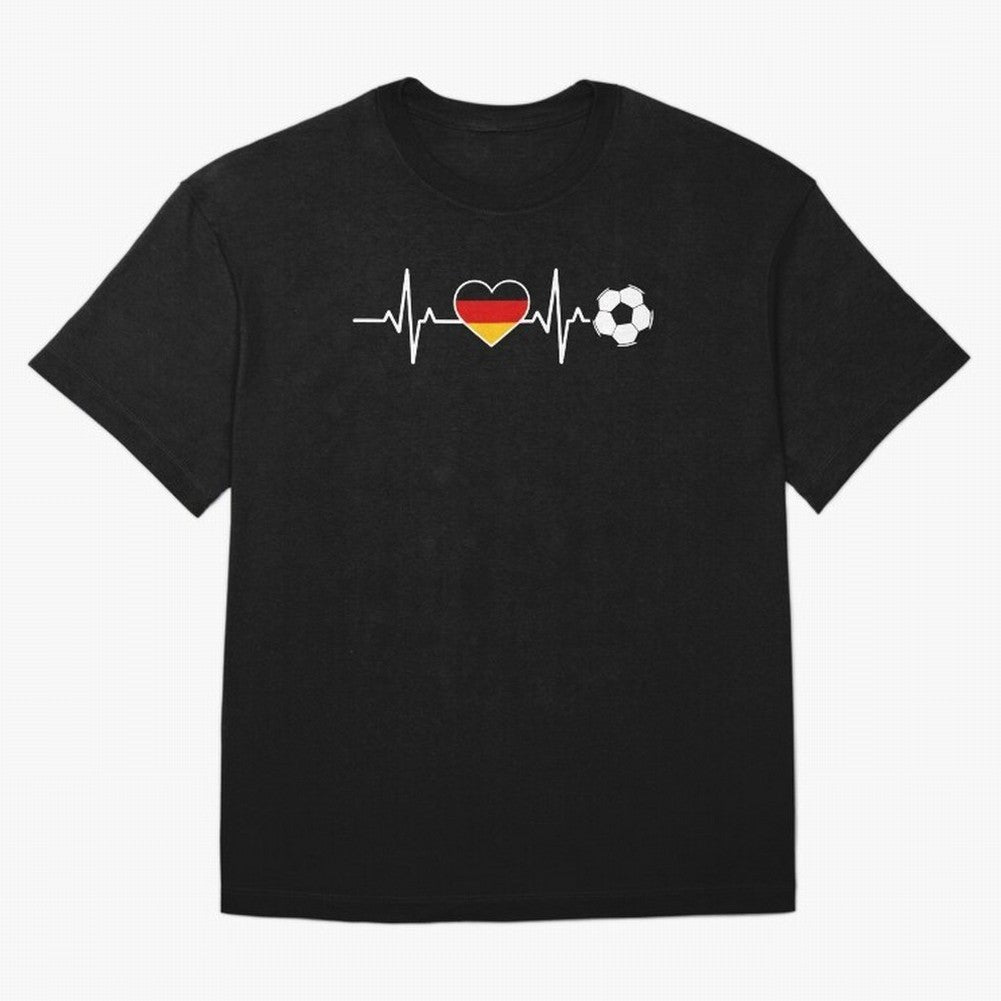 Germany Football Heartbeat | Deutschland Soccer Fan EKG Classic T-Shirt Celebrate Supporters United by the FIFA World Cup 2026 USA Canada Mexico Journey through CR7 and Messi Highlights, Brazil Pride, Tournament Hype, Historic Matchups, Family