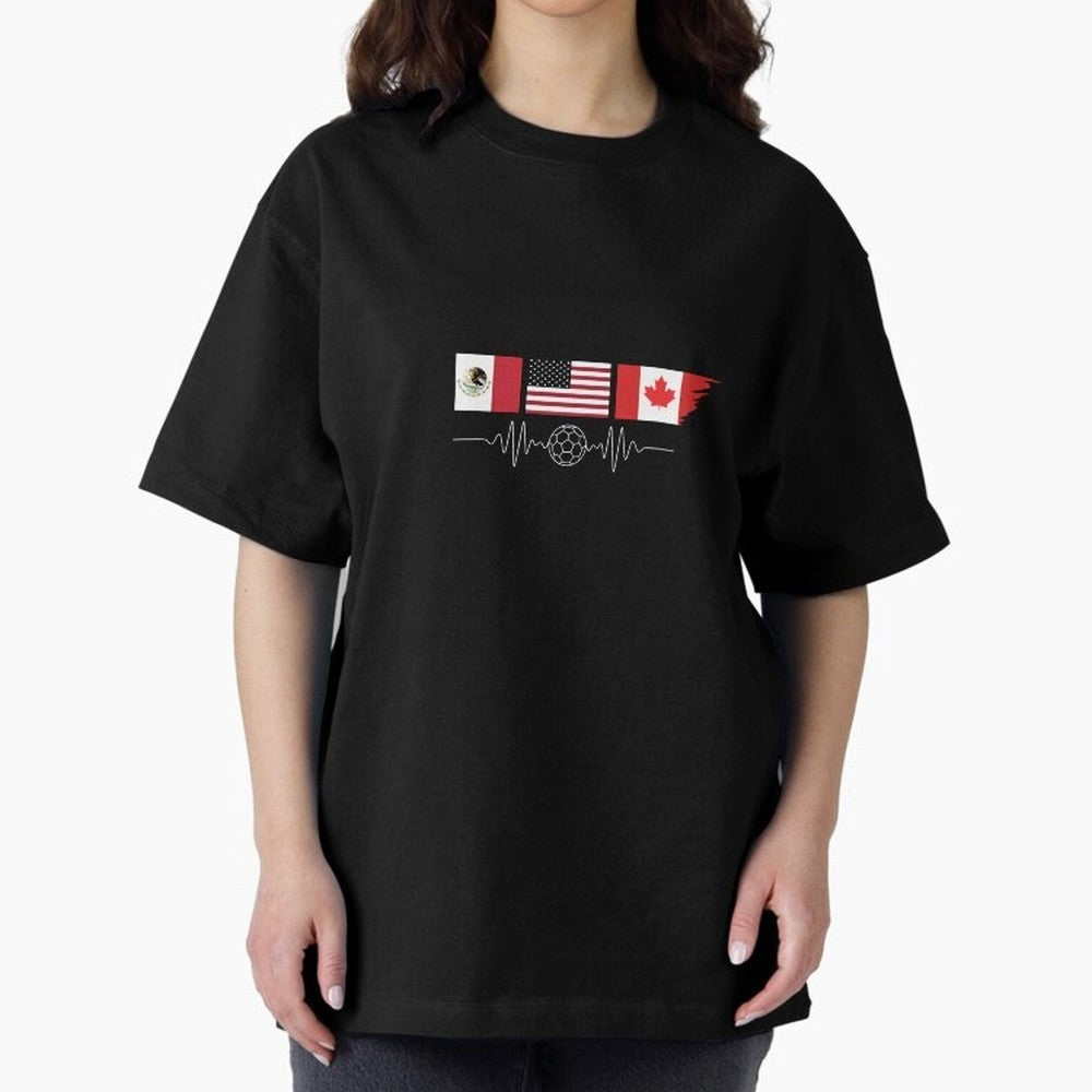 North America Soccer Heartbeat Flags 2026 Cup T-Shirt_82794888 Classic T-Shirt Show Fan Pride Across Match Day Hype around FIFA World Cup 2026, Neymar, England, France and Netherlands, Champion Mindset, Group Stage Buzz, Knockout Tension and