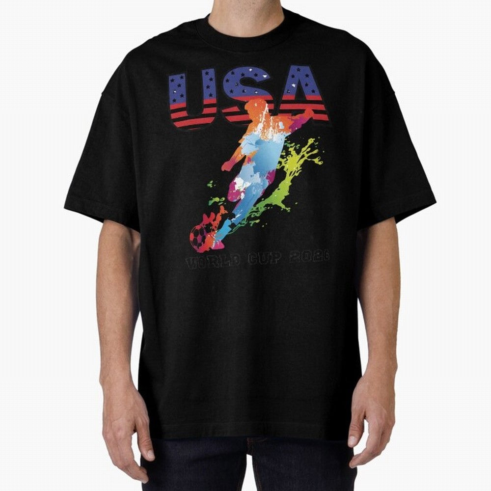USA CAN MEX 26 Football Shirt | Color Splash International Fan Tee Classic T-Shirt Make the Season About Global Football Passion for FIFA World Cup 2026 Group Stage, Driven by Cristiano Ronaldo, Netherlands, Championship Spirit, Famous Goals,