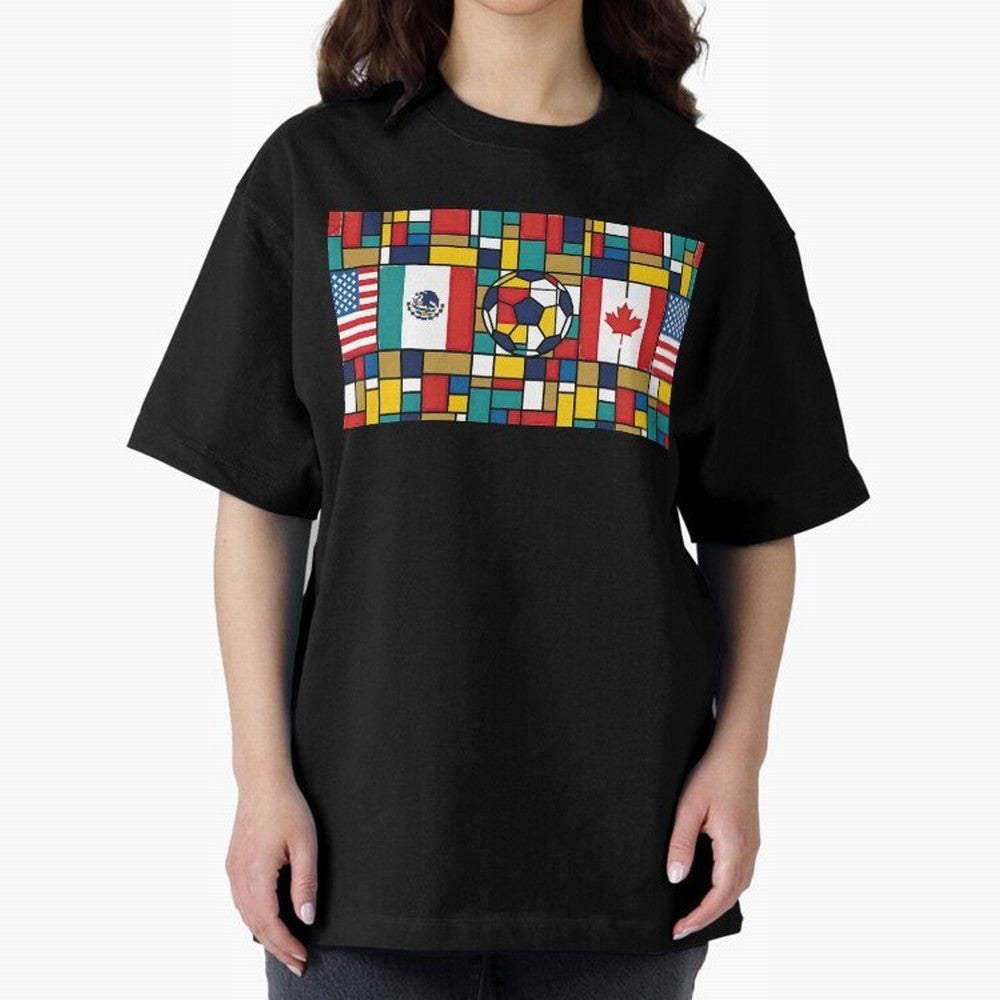 Spectacular World Cup Stadiums | Soccer Flags Mexico Canada USA Geometry Classic T-Shirt Celebrate Classic Football Spirit in Match Day Hype around FIFA World Cup 2026, Messi and Cristiano Ronaldo, Argentina and Brazil, Football History, Final