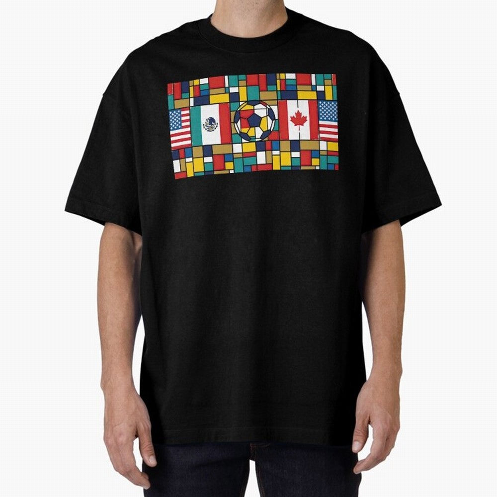 Spectacular World Cup Stadiums | Soccer Flags Mexico Canada USA Geometry Classic T-Shirt Celebrate Classic Football Spirit in Match Day Hype around FIFA World Cup 2026, Messi and Cristiano Ronaldo, Argentina and Brazil, Football History, Final