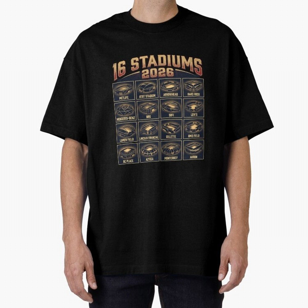 Sixteen Stadiums for 2026 World Cup Classic T-Shirt Bring Stadium Energy to Match Day Hype around FIFA World Cup 2026 USA Canada Mexico, Haaland and Mbappe, Brazil, Goal Celebration Energy, Supporter Heritage, Football Icons and Worldwide