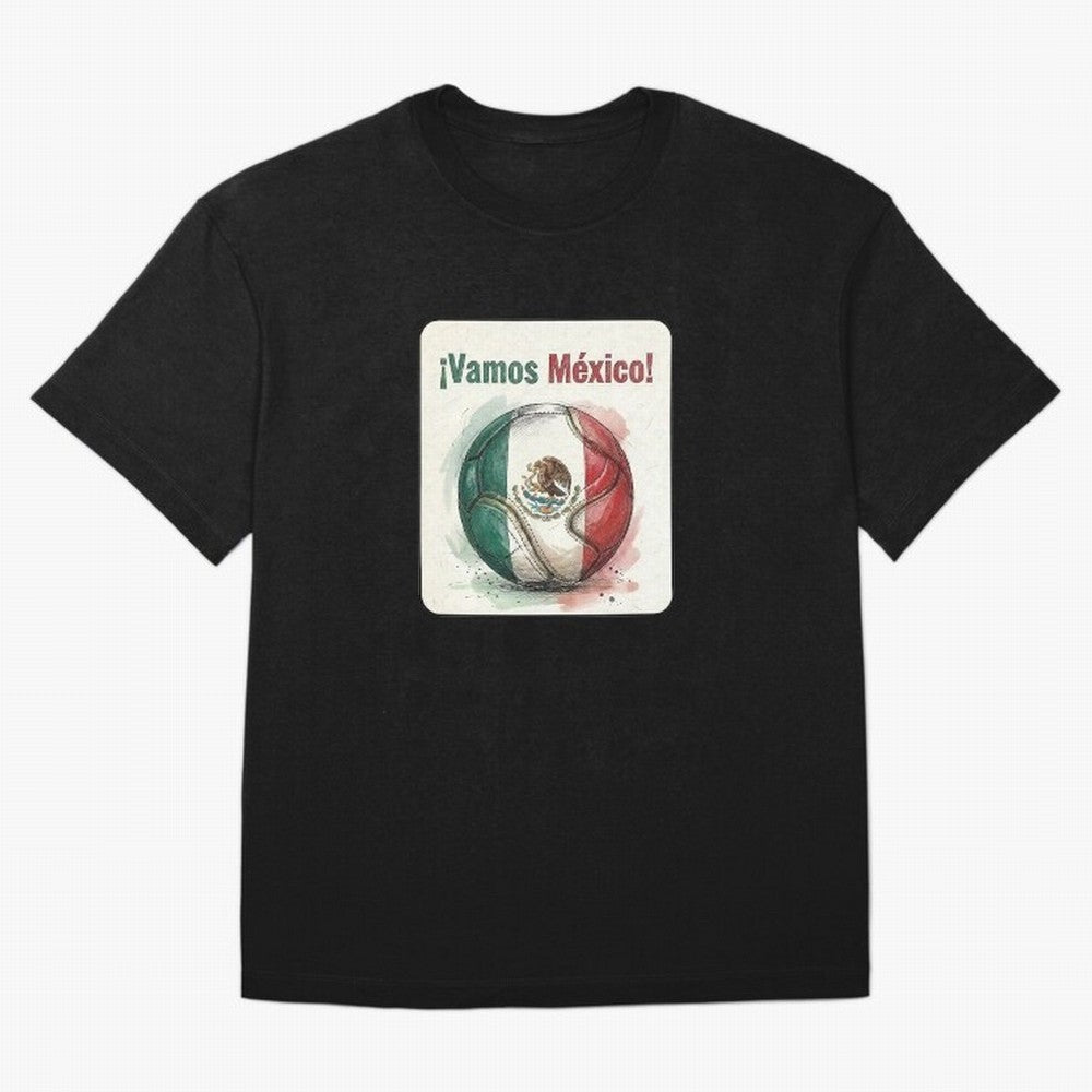 Vamos Mexico Soccer Ball Flag | Mexican Football Fan Graphic Tee Classic T-Shirt Relive FIFA World Cup 2026 Group Stage Made for Mbappe, Spain and Netherlands Energy, Football Festival Excitement, Trophy Ambitions, Country Rivalries and Star Player