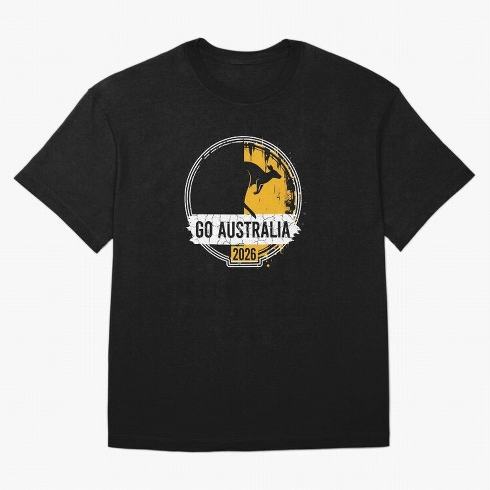 Golden Green Kangaroo Emblem Go Australia 2026 Supporter Design T-Shirt_83662099 Classic T-Shirt Fuel Match Day Hype around FIFA World Cup 2026, Neymar, England, France and Netherlands, Tournament Hype, Historic Matchups, Family Viewing Parties and