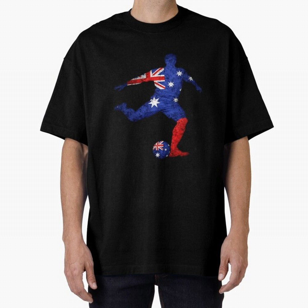 Australian Flag Silhouette Soccer World Cup Football Classic T-Shirt Show Match Day Excitement for FIFA World Cup 2026 USA Canada Mexico Spirit, Inspired by Argentina, France and Brazil, CR7, Stadium Memories, Football Loyalty, International Chants