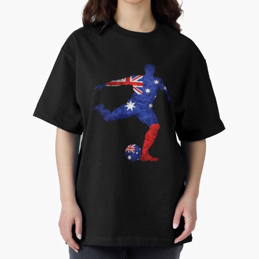 Australian Flag Silhouette Soccer World Cup Football Classic T-Shirt Show Match Day Excitement for FIFA World Cup 2026 USA Canada Mexico Spirit, Inspired by Argentina, France and Brazil, CR7, Stadium Memories, Football Loyalty, International Chants