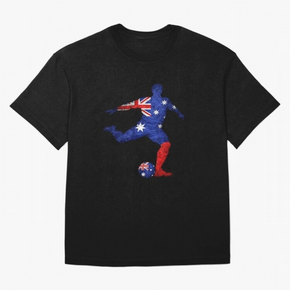 Australian Flag Silhouette Soccer World Cup Football Classic T-Shirt Show Match Day Excitement for FIFA World Cup 2026 USA Canada Mexico Spirit, Inspired by Argentina, France and Brazil, CR7, Stadium Memories, Football Loyalty, International Chants