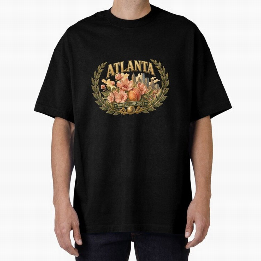 Elegant and Floral Atlanta 2026 World Cup Host City ¡ª Georgia Peach Laurel Wreath Classic T-Shirt Show Match Day Excitement for the FIFA World Cup 2026 Journey through Haaland and Mbappe Highlights, Spain Pride, Stadium Chants, National Pride,