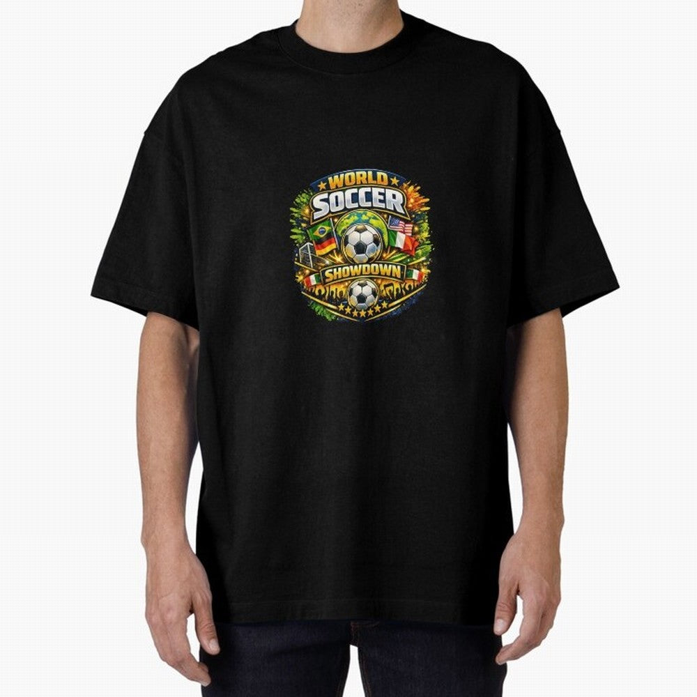 World Soccer Showdown Global Flags @ Fan Edition Classic T-Shirt Wear the Spirit of Global Football Passion for FIFA World Cup 2026 USA Canada Mexico, Celebrating Messi, Neymar and Mbappe, Brazil, Sports Nostalgia, International Competition, Famous