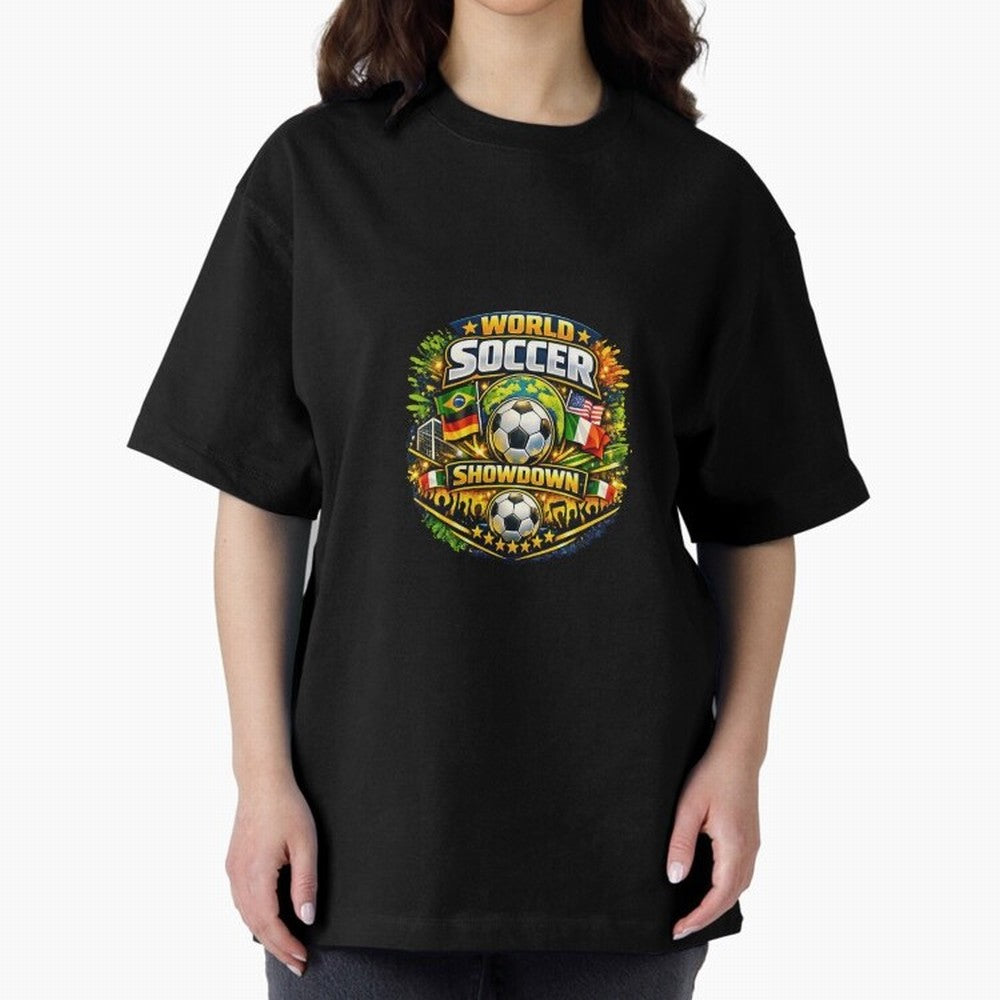 World Soccer Showdown Global Flags @ Fan Edition Classic T-Shirt Wear the Spirit of Global Football Passion for FIFA World Cup 2026 USA Canada Mexico, Celebrating Messi, Neymar and Mbappe, Brazil, Sports Nostalgia, International Competition, Famous