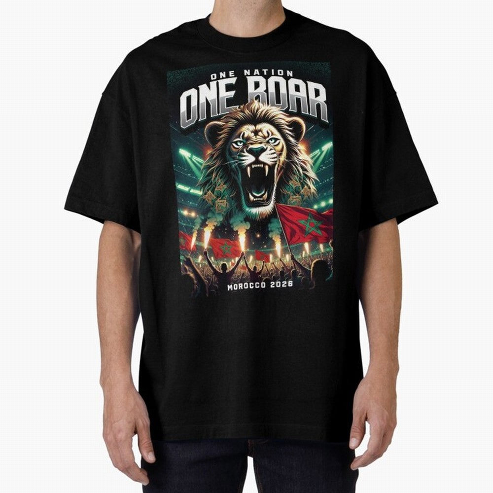 Morocco Football Team - One Nation, One Roar Classic T-Shirt Support Your Favorite Stars during FIFA World Cup 2026 Group Stage for Fans of Mbappe and France and Portugal, Bringing Vintage Soccer Flavor, Modern Football Stars, National Flags and