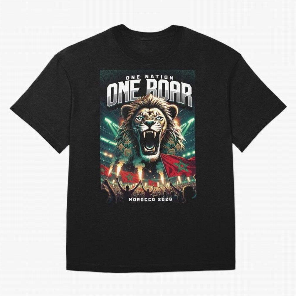 Morocco Football Team - One Nation, One Roar Classic T-Shirt Support Your Favorite Stars during FIFA World Cup 2026 Group Stage for Fans of Mbappe and France and Portugal, Bringing Vintage Soccer Flavor, Modern Football Stars, National Flags and