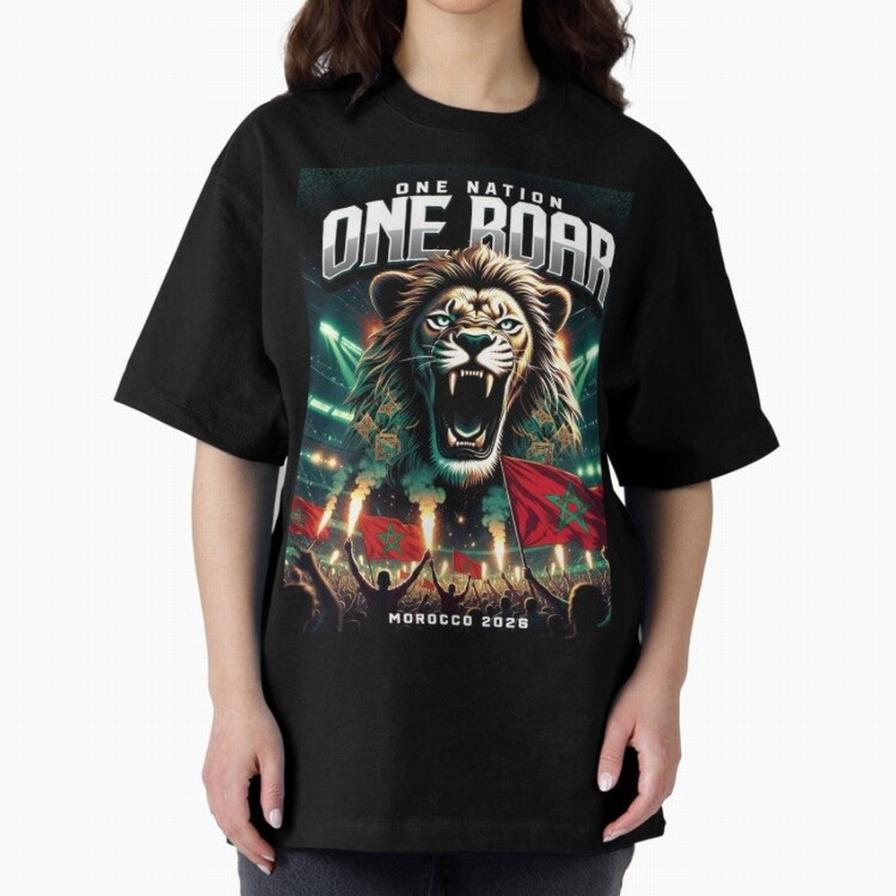 Morocco Football Team - One Nation, One Roar Classic T-Shirt Support Your Favorite Stars during FIFA World Cup 2026 Group Stage for Fans of Mbappe and France and Portugal, Bringing Vintage Soccer Flavor, Modern Football Stars, National Flags and