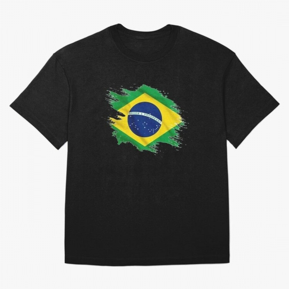 Brazil Flag Artistic Brush Stroke - Modern Flag Design T-Shirt Classic T-Shirt Show Your Tournament Heart for FIFA World Cup 2026 USA Canada Mexico Spirit, Highlighting Argentina and Brazil, Neymar, Goal Celebration Energy, Supporter Heritage,