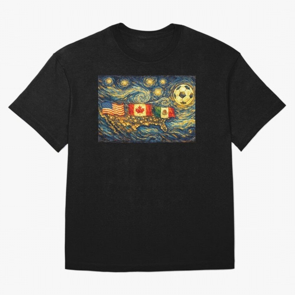 North America Soccer Starry Night Dreamy and Swirls Inspired from Van Gogh Classic T-Shirt Cheer for Match Day Hype around FIFA World Cup 2026, CR7, Argentina and Brazil, Supporter Pride, Iconic Celebrations, Legendary Names and Global Match Day