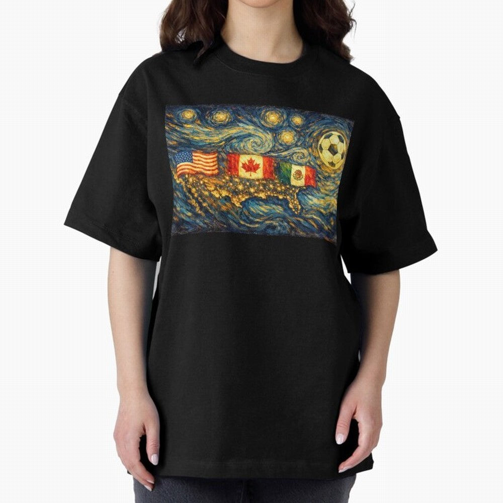 North America Soccer Starry Night Dreamy and Swirls Inspired from Van Gogh Classic T-Shirt Cheer for Match Day Hype around FIFA World Cup 2026, CR7, Argentina and Brazil, Supporter Pride, Iconic Celebrations, Legendary Names and Global Match Day