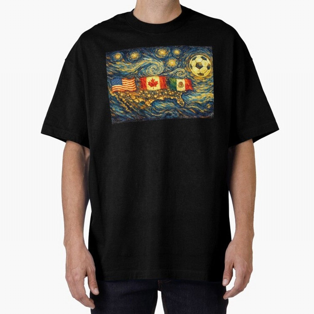 North America Soccer Starry Night Dreamy and Swirls Inspired from Van Gogh Classic T-Shirt Cheer for Match Day Hype around FIFA World Cup 2026, CR7, Argentina and Brazil, Supporter Pride, Iconic Celebrations, Legendary Names and Global Match Day