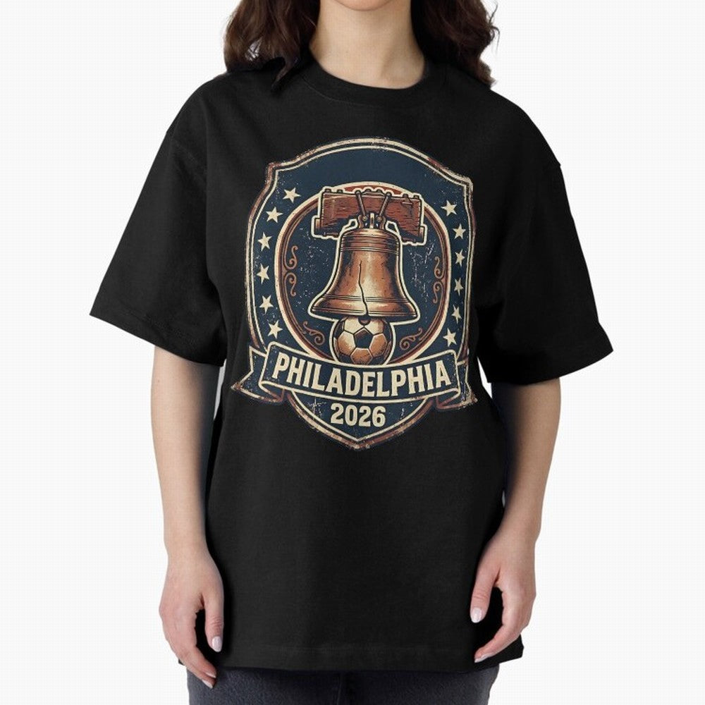 Philadelphia 2026 World Cup Host City Vintage Football Badge ¡ª Liberty Bell Soccer Crest Classic T-Shirt Follow Every Goal of FIFA World Cup 2026 Group Stage for Fans of Haaland and Argentina, France and Brazil, Bringing Champion Mindset, Group