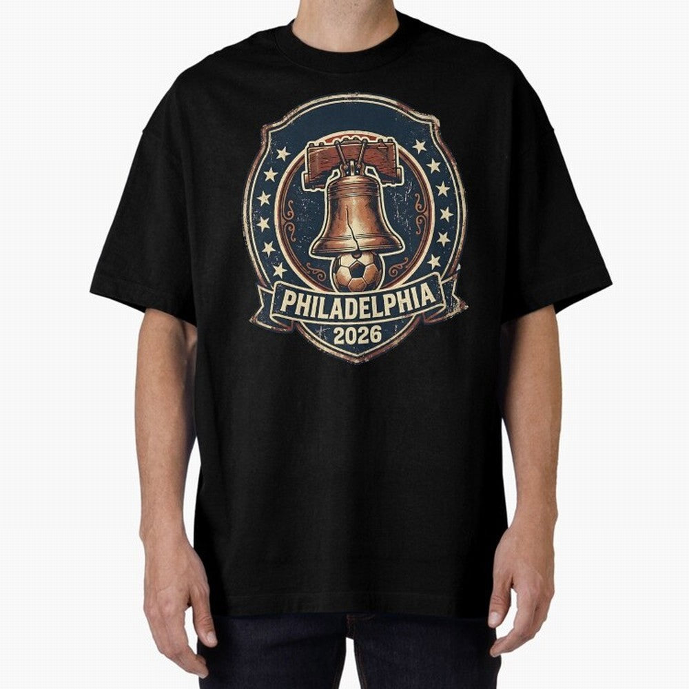 Philadelphia 2026 World Cup Host City Vintage Football Badge ¡ª Liberty Bell Soccer Crest Classic T-Shirt Follow Every Goal of FIFA World Cup 2026 Group Stage for Fans of Haaland and Argentina, France and Brazil, Bringing Champion Mindset, Group