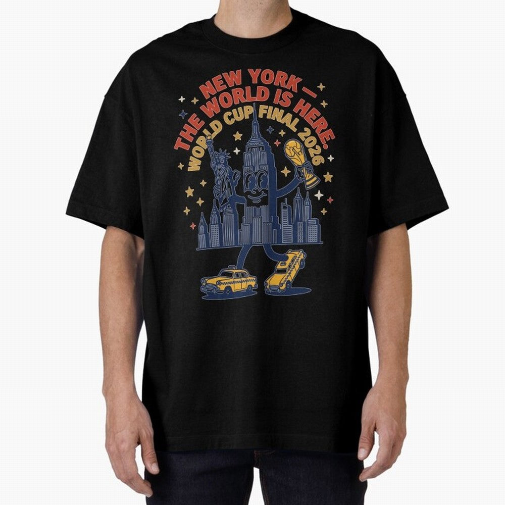 New York World Cup Final ¡ª The World Is Here V1 Classic T-Shirt Cheer for FIFA World Cup 2026 Spirit, Highlighting Portugal, Messi, CR7 and Mbappe, Championship Spirit, Famous Goals, Roaring Crowds and International Football Unity; Ideal for Fans