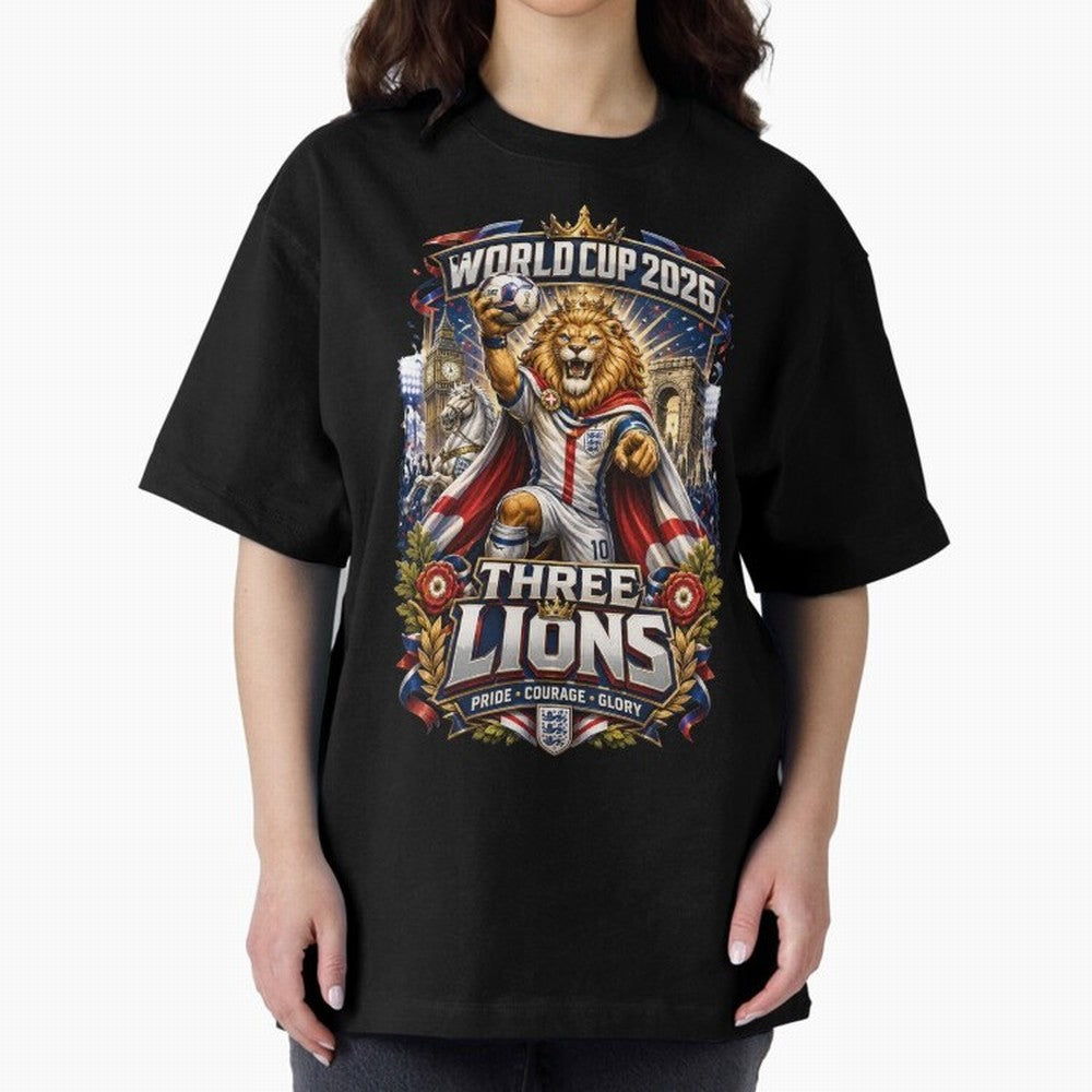 Three Lions World Cup 2026 Classic T-Shirt Show Fan Pride Across FIFA World Cup 2026 Spirit, Capturing England, Haaland, Vintage Soccer Flavor, Modern Football Stars, National Flags and Final Night Emotion; Ideal for Passionate Fans Who Love