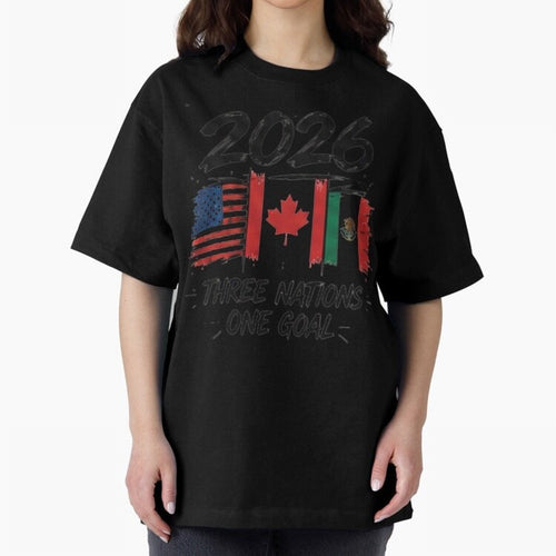 2026 Three Nations One Goal Football Tee Classic T-Shirt Celebrate Unforgettable Nights in Global Football Passion for FIFA World Cup 2026 USA Canada Mexico, Driven by Neymar, Haaland and Cristiano Ronaldo, Argentina, France and Brazil, Football