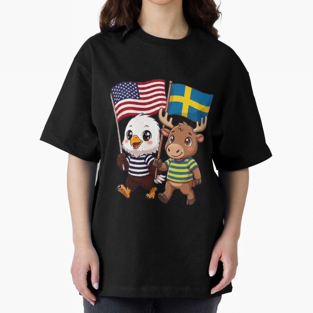 The American eagle and its friend, the Swedish elk Classic T-Shirt Bring Home Match Day Hype around FIFA World Cup 2026, Mbappe, Argentina and Brazil, Stadium Chants, National Pride, Trophy Dreams and Unforgettable Football Memories; Built for