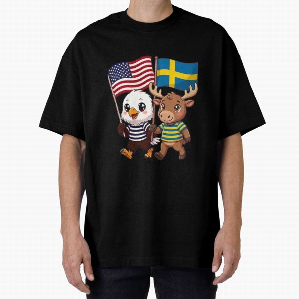 The American eagle and its friend, the Swedish elk Classic T-Shirt Bring Home Match Day Hype around FIFA World Cup 2026, Mbappe, Argentina and Brazil, Stadium Chants, National Pride, Trophy Dreams and Unforgettable Football Memories; Built for