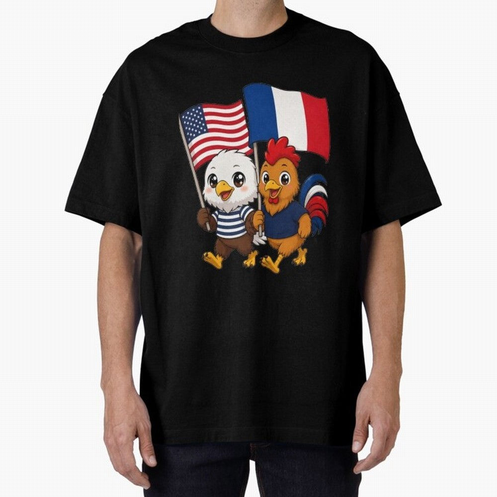 The American eagle and its friend, the French rooster Classic T-Shirt Honor Champions and Dreams in FIFA World Cup 2026 USA Canada Mexico Built around Mbappe and Neymar, Germany Energy, Vintage Soccer Flavor, Modern Football Stars, National Flags